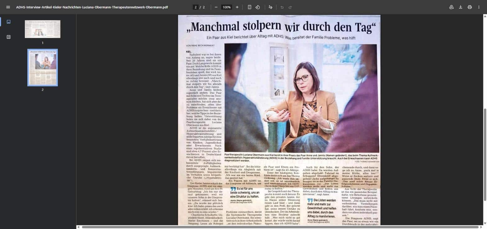 Kieler Nachrichten: Leben mit ADHS in der Beziehung: ein Kieler Paar berichtet
